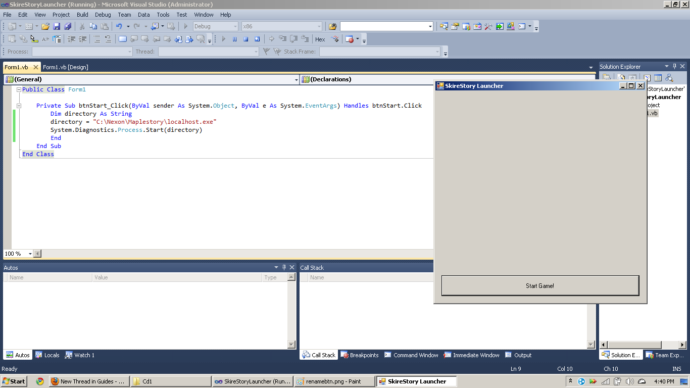 Sylint19 - [Tools]Creating a launcher in VB .NET 2010 - RaGEZONE Forums