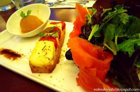 Smoked Salmon and Camembert Toast Salad with Apricot Sorbet