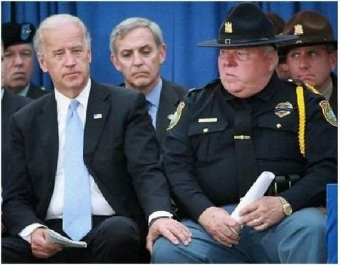 Joe Biden touches sheriff photo: Joe Biden joe-biden-touch-troopers-knee.jpg