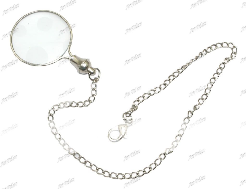 Victorian Pocket Chain Lens Monocle MAGNIFYING Glass 5x  