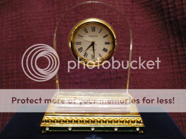FABERGE Petit crystal clock GREEN enamel base NIB  